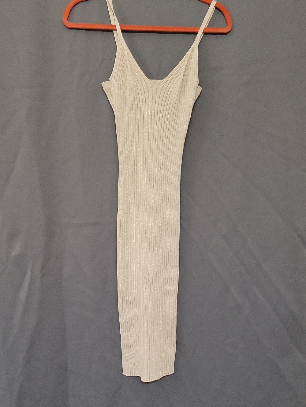 Almost Famous Ribbed Cream Slip Midi Dress